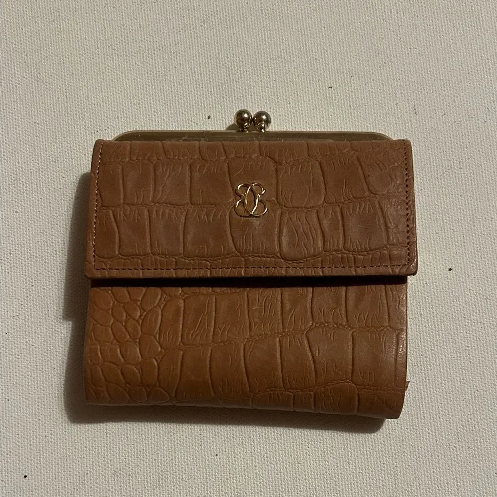 Buxton Tan Crocodile-Embossed Wallet